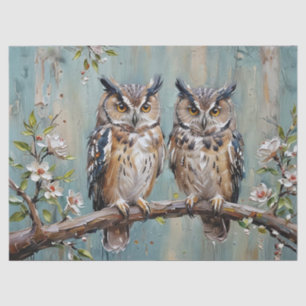 Owls on a Branch Tissue Paper