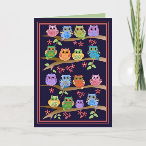 Owls on branches card
