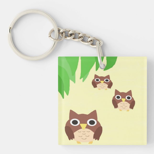 owls painting art keychain (Front)