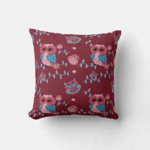 owls pattern throw pillow