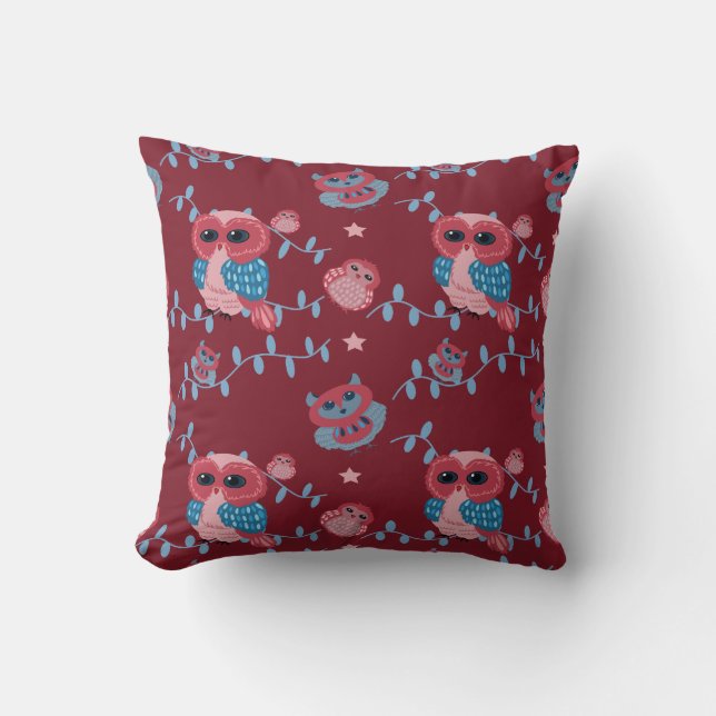 owls pattern throw pillow (Front)