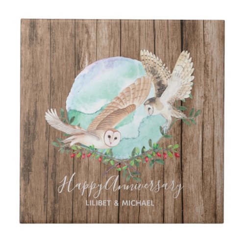 Owls Personalized Ceramic Tile
