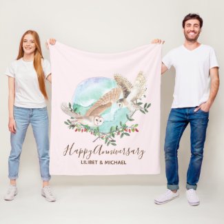Owls Personalized Fleece Blanket