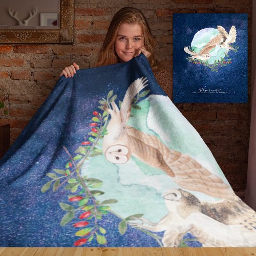 Owls Personalized Fleece Blanket