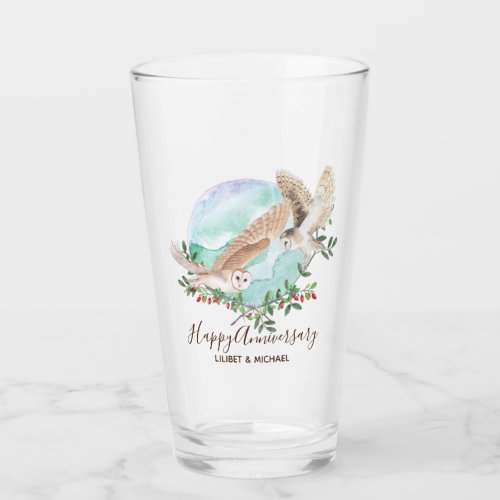 Owls Personalized Glass