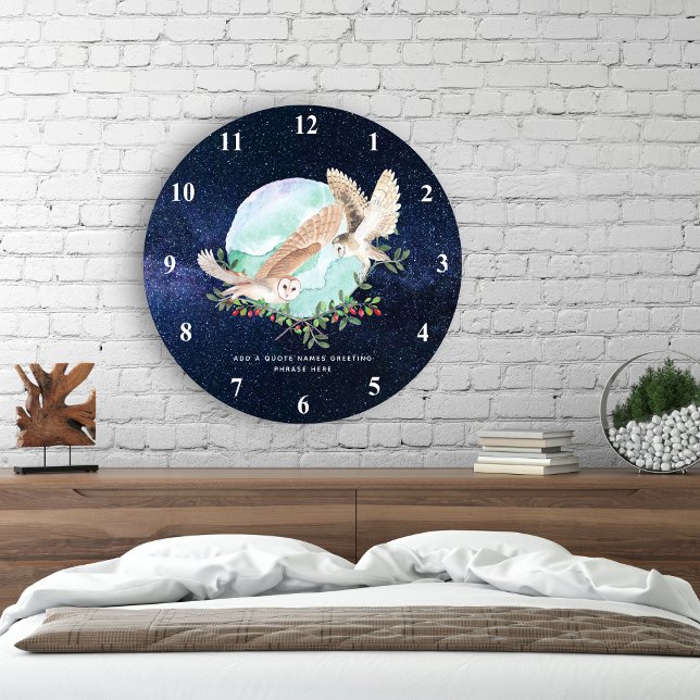 Owls Personalized Large Clock (Creator Uploaded)