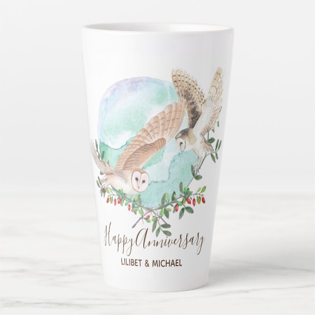 Owls Personalized Latte Mug (Front)