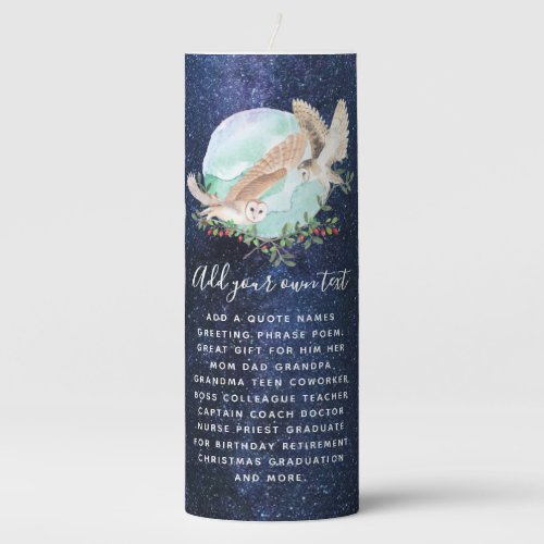 OWLS Personalized Pillar Candle