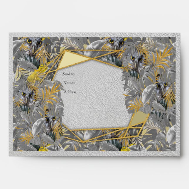Owls - Plant leaves in Gray /Yellow 2021 colors Envelope (Front)
