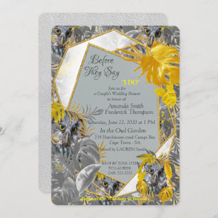 Owls - Plant leaves in Gray /Yellow 2021 colors Invitation