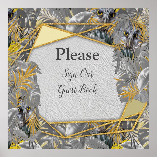 Owls - Plant leaves in Gray /Yellow 2021 colors Poster (Front)