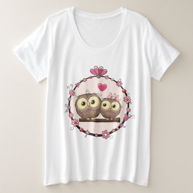 Owls Plus Size T-Shirt (Design Front)