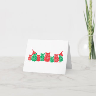 Owls Red and Green Holiday Card