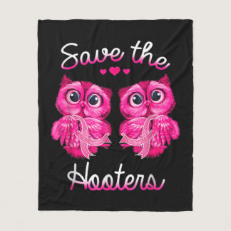 Owls Save A Hooters Pink Ribbon Breast Cancer Gift Fleece Blanket