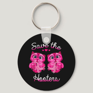 Owls Save A Hooters Pink Ribbon Breast Cancer Gift Keychain