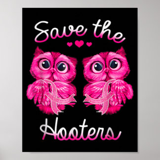 Owls Save A Hooters Pink Ribbon Breast Cancer Gift Poster