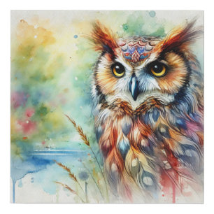 Owls serenity 030924AREF105 - Watercolor Faux Canvas Print