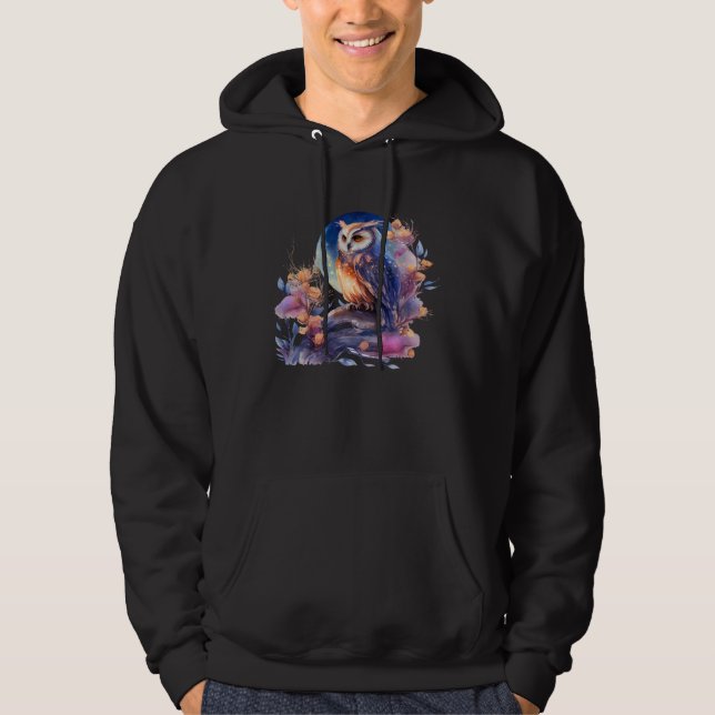 Owls Spirit Animal Owl Lovers White Owl Birds Prey Hoodie (Front)