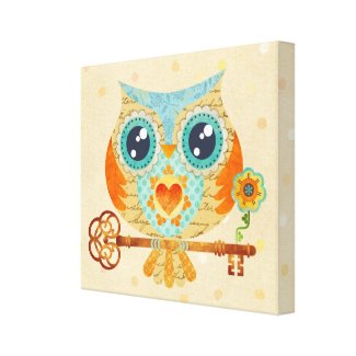 Owl's Summer Love Letters Wrapped Canvas Canvas Print