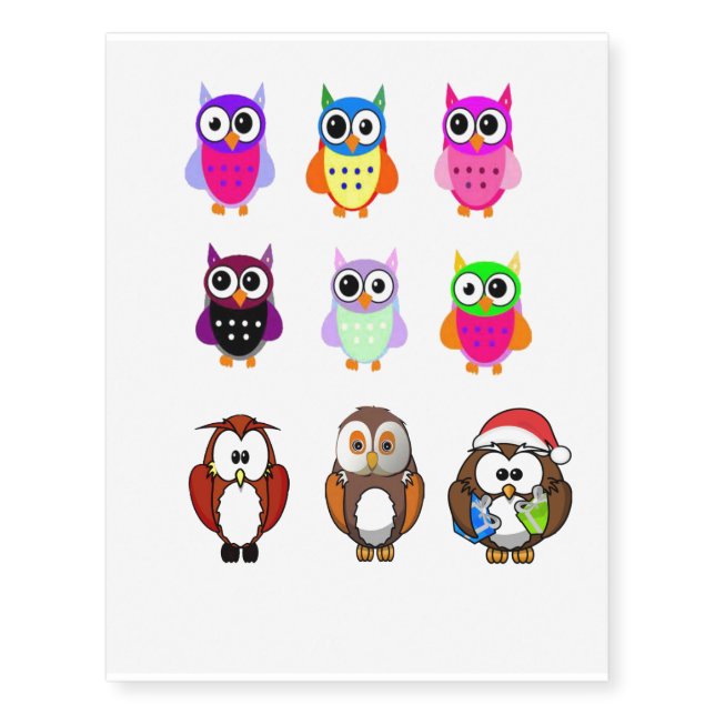 owls TEMPORARY TATTOO'S Tattoos (Front)