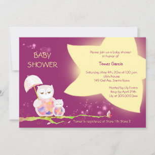Owls under Twinkling Stars Baby Shower Invitation