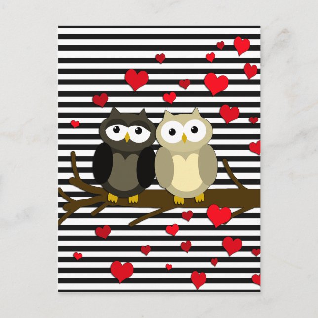 Owls - Valentines day design Holiday Postcard (Front)