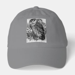 Owls, vintage engraving hat