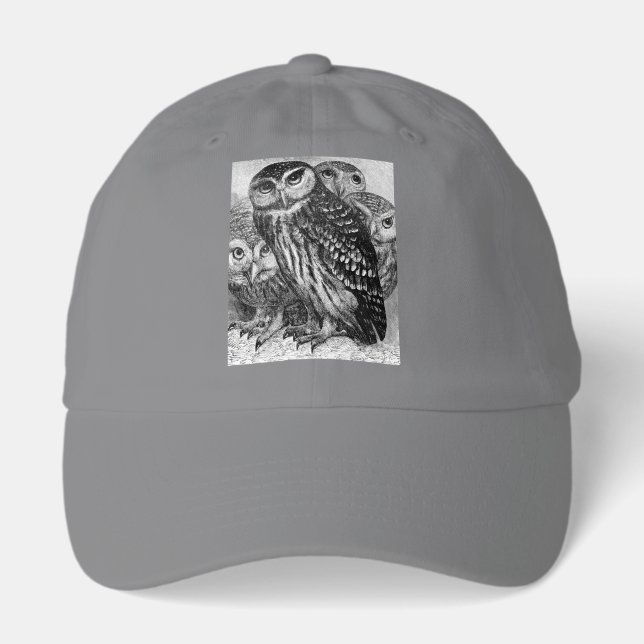 Owls, vintage engraving hat (Front)