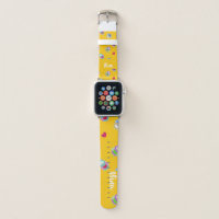 Owls with hearts on orange apple watch band
