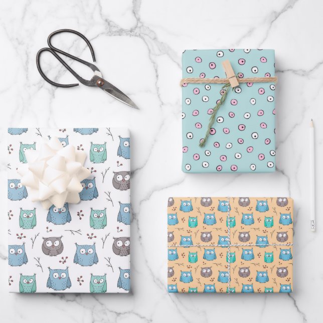 Owls Wrapping Paper Sheets (Front)