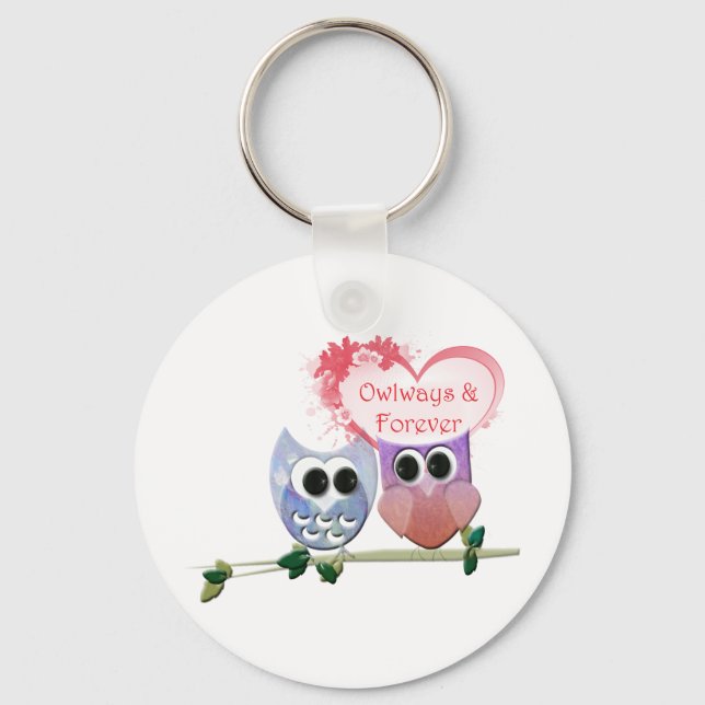 Owlways and Forever, Cute Owls Keychain (Front)