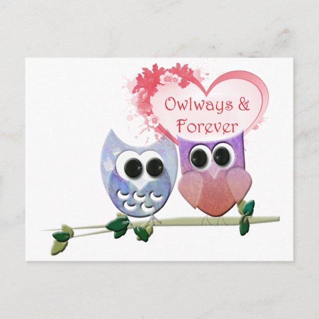 Owlways and Forever, Cute Owls Postcard (Front)