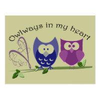 Owlways in my heart, cute Owl Gifts Postcard