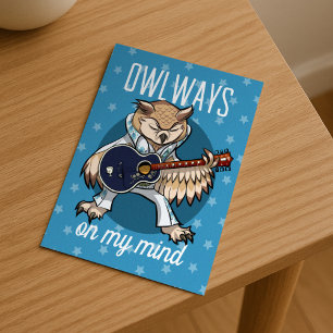 Owlways On My Mind Owl in Jumpsuit Cartoon Postcard