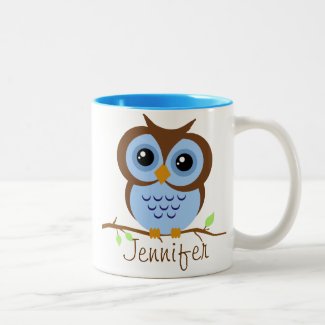 Owly Blue Personalized Coffee Mug