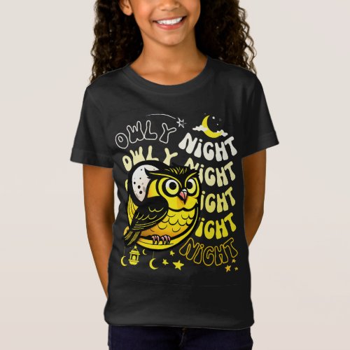 Owly Night Funny Cute Owl with Moon and Stars T_Shirt