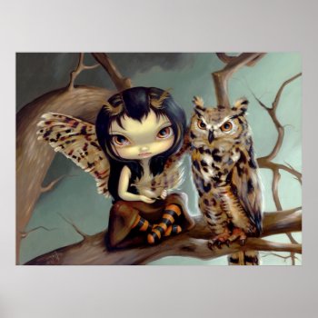 Owlyn Art Print Owl Fairy Fantasy by strangeling at Zazzle