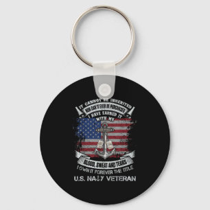 Own forever the title naval veteran sailor flag us keychain