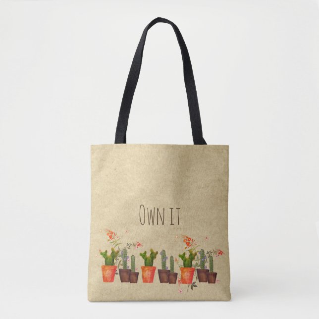 OWN IT Cacti Cactus Tote - Personalized (Front)