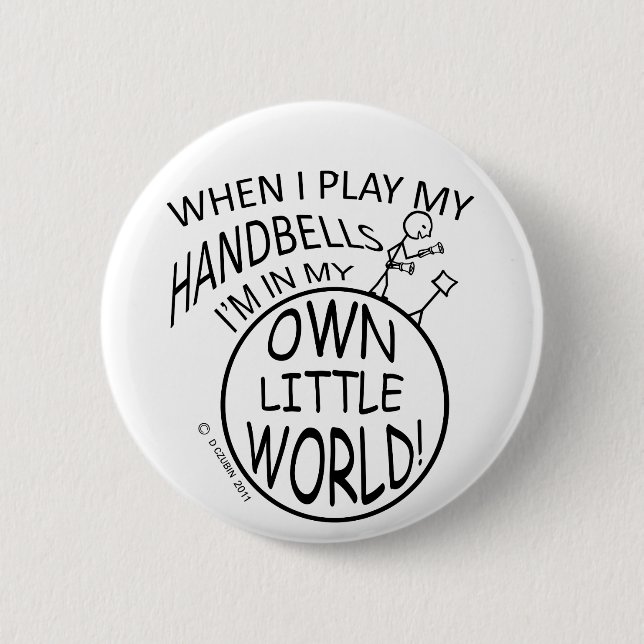 Own Little World Handbells Pinback Button (Front)