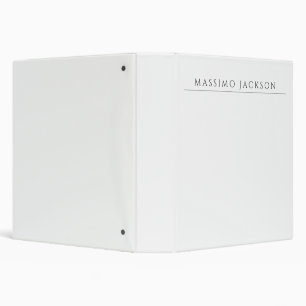 Own Name Calligraphy Chic Plain Simple Black White 3 Ring Binder