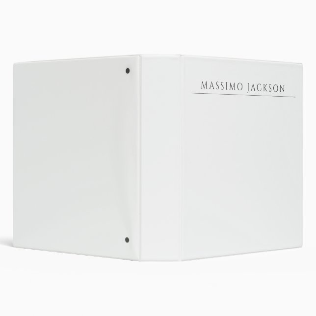 Own Name Calligraphy Chic Plain Simple Black White 3 Ring Binder (Background)