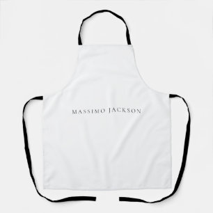 Own Name Calligraphy Chic Plain Simple Black White Apron