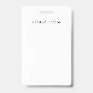 Own Name Calligraphy Chic Plain Simple Black White Badge