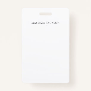 Own Name Calligraphy Chic Plain Simple Black White Badge