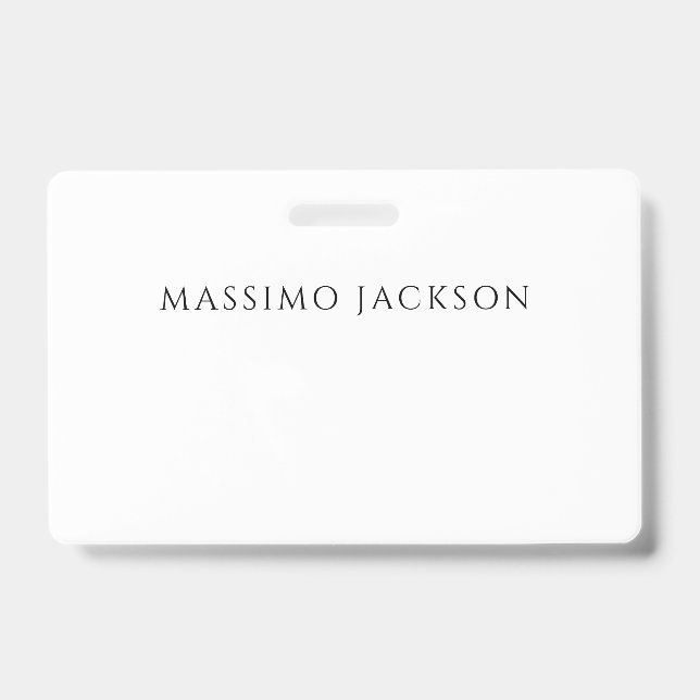 Own Name Calligraphy Chic Plain Simple Black White Badge (Front)