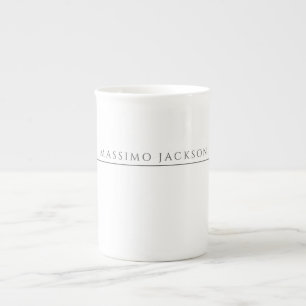 Own Name Calligraphy Chic Plain Simple Black White Bone China Mug