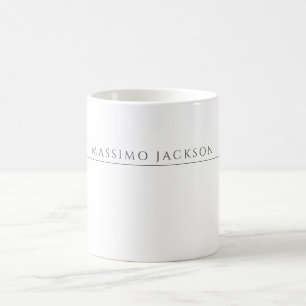 Own Name Calligraphy Chic Plain Simple Black White Coffee Mug