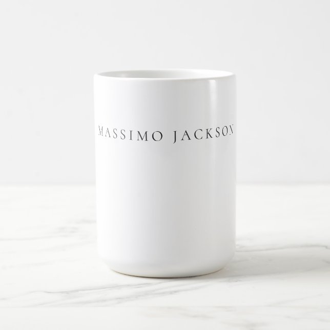 Own Name Calligraphy Chic Plain Simple Black White Coffee Mug (Center)