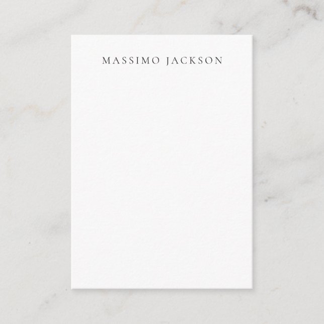 Own Name Calligraphy Chic Plain Simple Black White Enclosure Card (Front)